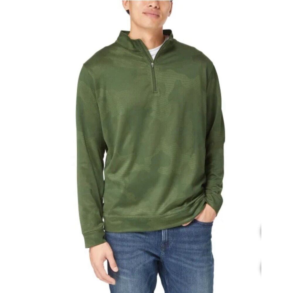 Kirkland Sz: M Mens Performance Wicking Stretch 1/4 Quarter Sweatshirt Zip Green